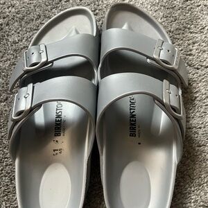 Birkenstock Light Gray Slide Sandals
